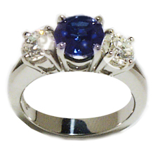 Jacques Platinum Sapphire and Diamond Engagement Ring